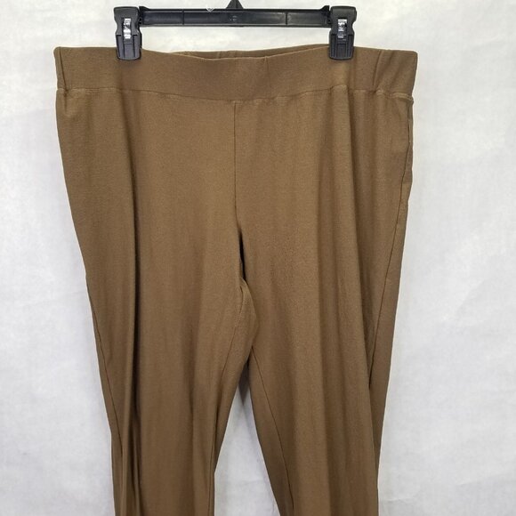 EILEEN FISHER Ponte Knit Pants Women L Pull on Cropped Crepe Stretch Cocoa Brown - Picture 3 of 12